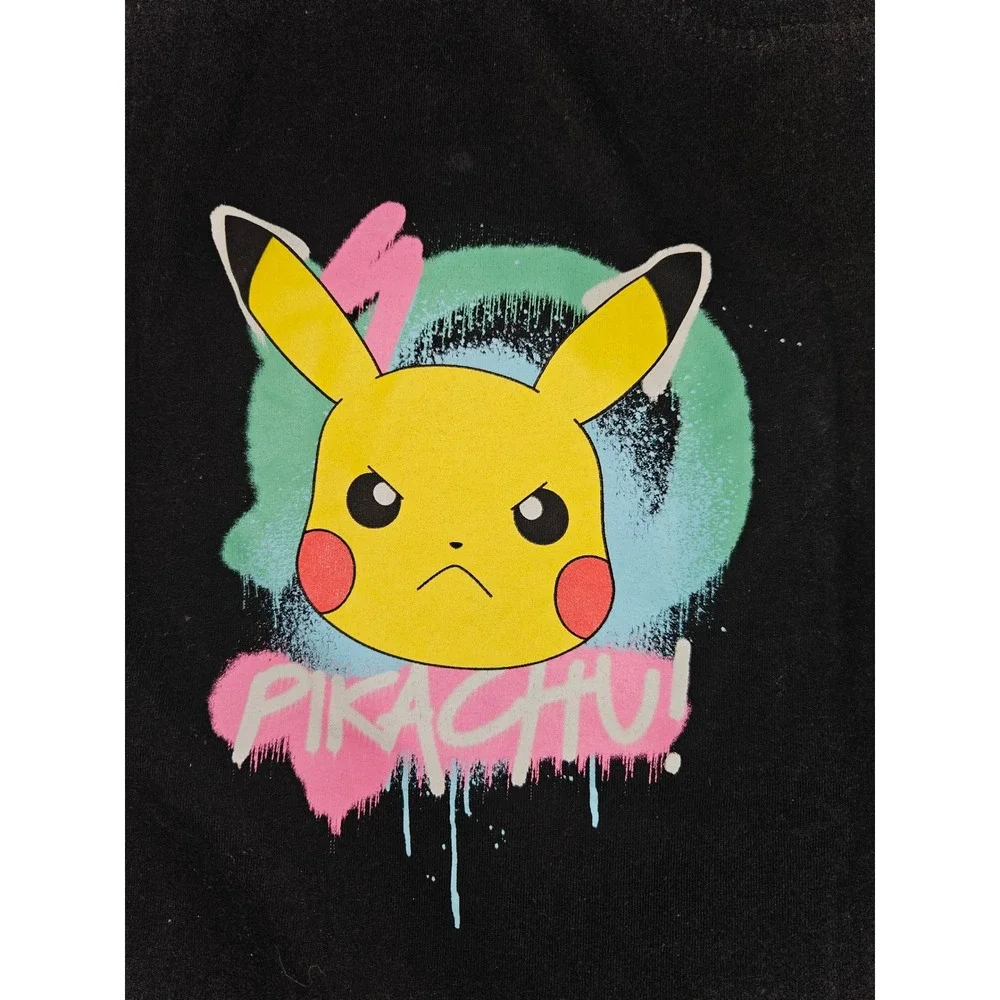 H&M Pokemon Pikachu Graffiti High Voltage Black‎ T-Shirt Kids Size 11-12 152